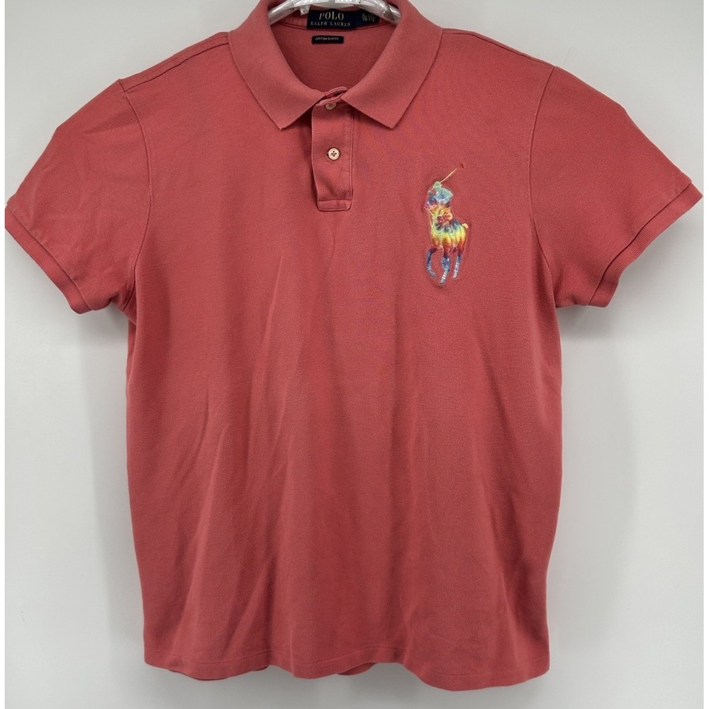Polo Ralph Lauren Large Pony Custom Slim Fit Short Sleeve Polo Shirt Coral XL
